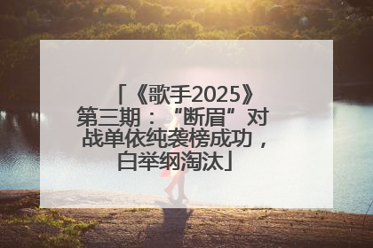 《歌手2025》第三期：“断眉”对战单依纯袭榜成功，白举纲淘汰