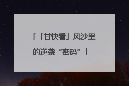 「甘快看」风沙里的逆袭“密码”