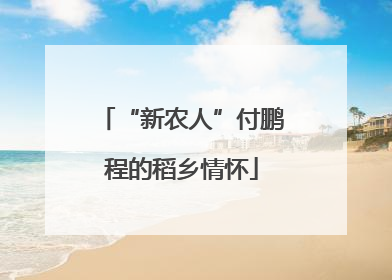 “新农人”付鹏程的稻乡情怀