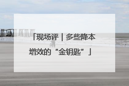 现场评｜多些降本增效的“金钥匙”