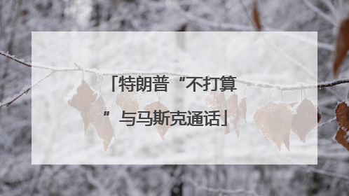 特朗普“不打算”与马斯克通话