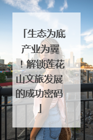 生态为底 产业为翼！解锁莲花山文旅发展的成功密码