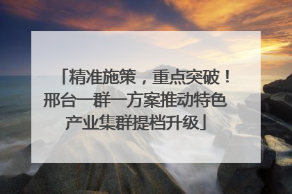 精准施策，重点突破！邢台一群一方案推动特色产业集群提档升级