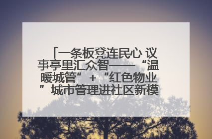 一条板凳连民心 议事亭里汇众智——“温暖城管”+“红色物业”城市管理进社区新模式绘就城市管理社区治理新画卷
