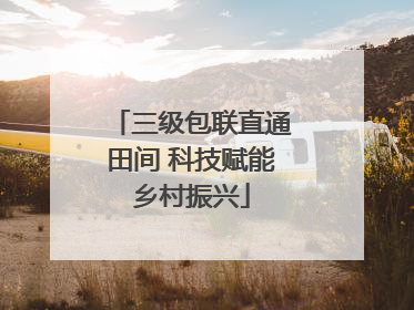 三级包联直通田间 科技赋能乡村振兴