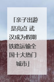 亲子出游是亮点 武汉成为假期铁路运输全国十大热门城市