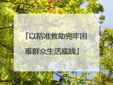 以精准救助兜牢困难群众生活底线
