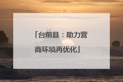 台前县：助力营商环境再优化