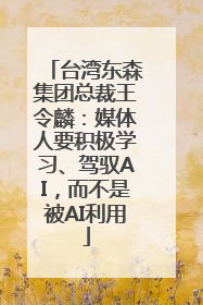 台湾东森集团总裁王令麟：媒体人要积极学习、驾驭AI，而不是被AI利用