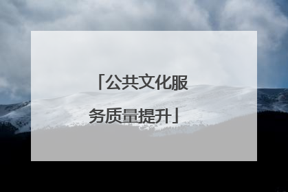 公共文化服务质量提升