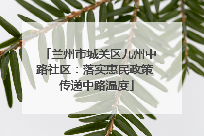 兰州市城关区九州中路社区：落实惠民政策 传递中路温度