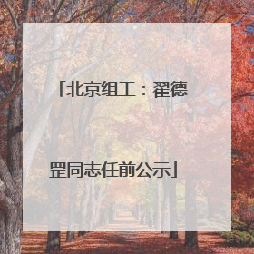 北京组工：翟德罡同志任前公示