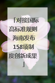 对接国际高标准规则 海南发布158项制度创新成果