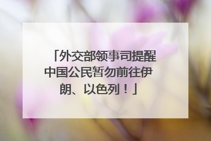 外交部领事司提醒中国公民暂勿前往伊朗、以色列！