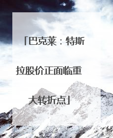 巴克莱：特斯拉股价正面临重大转折点