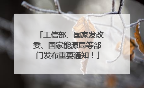 工信部、国家发改委、国家能源局等部门发布重要通知！