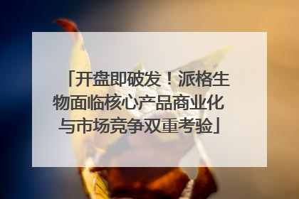 开盘即破发！派格生物面临核心产品商业化与市场竞争双重考验