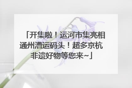 开集啦！运河市集亮相通州漕运码头！超多京杭非遗好物等您来~