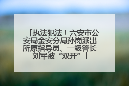 执法犯法！六安市公安局金安分局孙岗派出所原指导员、一级警长刘军被“双开”