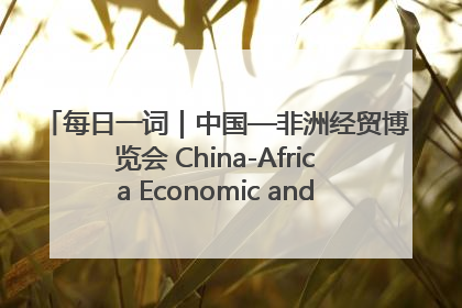 每日一词｜中国—非洲经贸博览会 China-Africa Economic and Trade Expo
