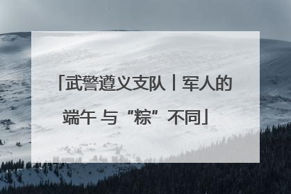 武警遵义支队︱军人的端午 与“粽”不同