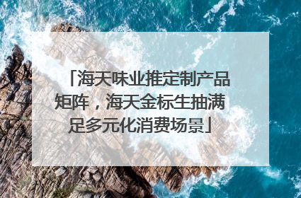 海天味业推定制产品矩阵，海天金标生抽满足多元化消费场景