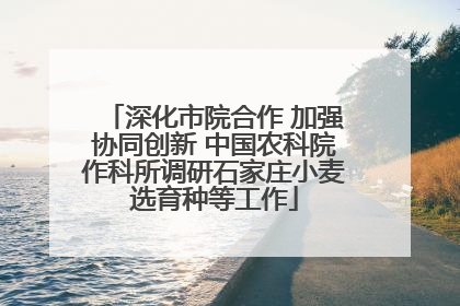 深化市院合作 加强协同创新 中国农科院作科所调研石家庄小麦选育种等工作