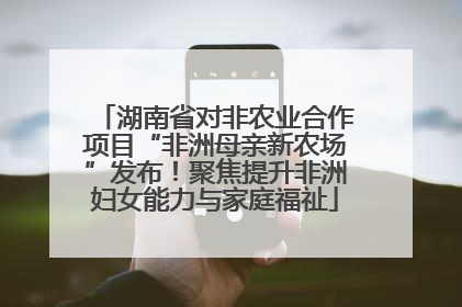 湖南省对非农业合作项目“非洲母亲新农场”发布！聚焦提升非洲妇女能力与家庭福祉