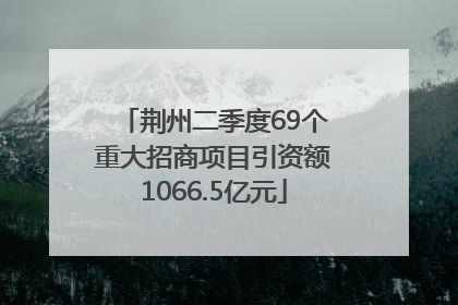 荆州二季度69个重大招商项目引资额1066.5亿元