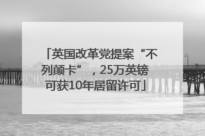英国改革党提案“不列颠卡”，25万英镑可获10年居留许可