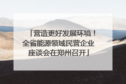 营造更好发展环境！全省能源领域民营企业座谈会在郑州召开