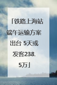 铁路上海站端午运输方案出台 5天或发客238.5万