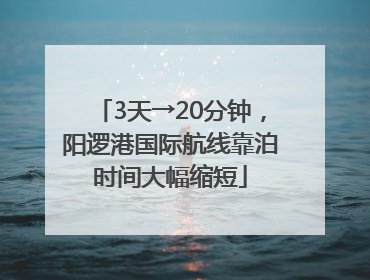 3天→20分钟，阳逻港国际航线靠泊时间大幅缩短